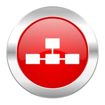 Database red circle chrome web icon isolated. Stock Illustration