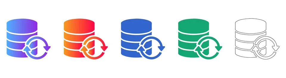 Database Refresh and Update Icons Stock Illustration