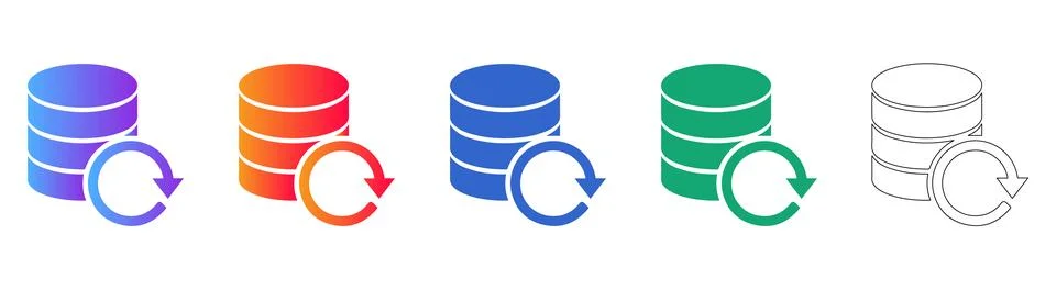 Database Refresh Icon Collection Stock Illustration