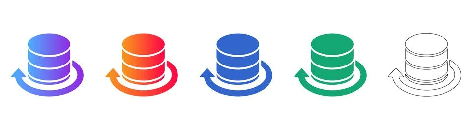 Database Refresh Icons in Gradient and Line Styles イラスト素材
