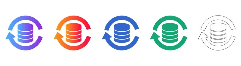 Database Refresh Sync Icons Illustrazione stock