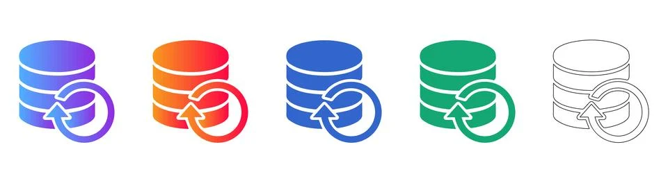 Database Refresh Update Icon Set, Data Synchronization Graphic イラスト素材