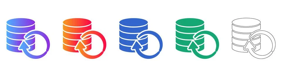 Database Reload and Refresh Icon Set Stock Illustration