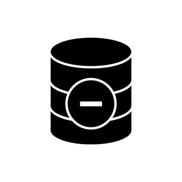 Database Remove Minus Black Filled Style Icon Stock Illustration