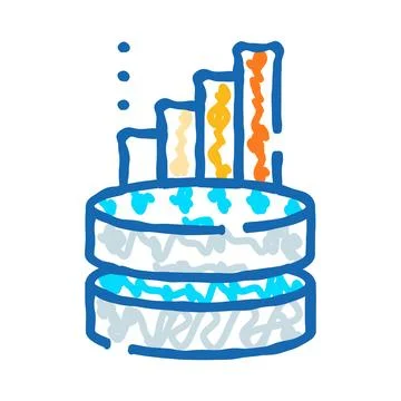 Database with rising bar chart data visualization Illustrazione stock