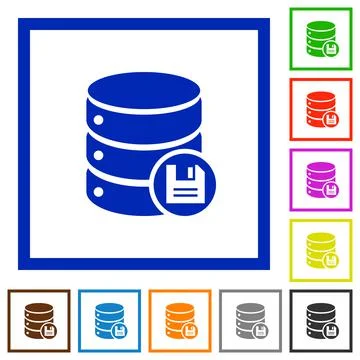 Database save flat framed icons イラスト素材