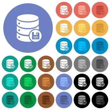 Database save round flat multi colored icons Stock Illustration