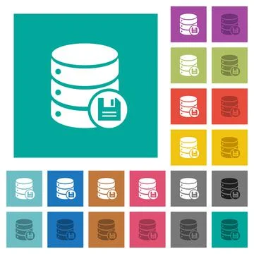 Database save square flat multi colored icons Ilustración de archivo