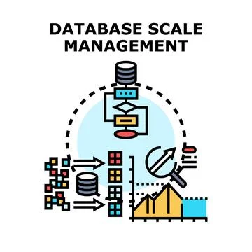 Database scale management concept and data growth Illustrazione stock