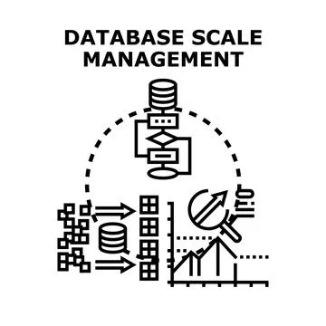 Database scale management concept and data growth Stock Illustration