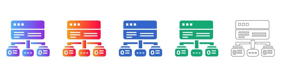 Database Schema and Architecture Icons Stock Illustration