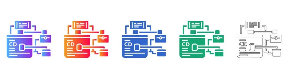 Database Schema and Network Flow Icon Set Illustrazione stock