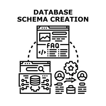 Database schema creation developing digital data structure 스톡 일러스트