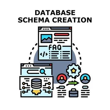 Database schema creation developing digital data structure Stock Illustration