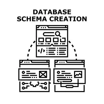 Database schema creation process and structure development イラスト素材