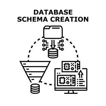 Database schema creation process and data management イラスト素材