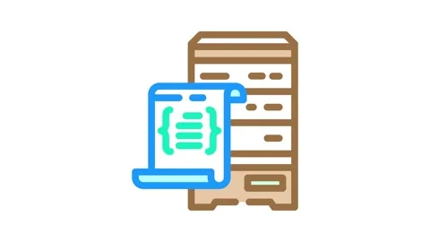 Database scripts color icon animation Stock Footage 327266469