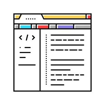 Database scripts color icon vector illustration Stock Illustration
