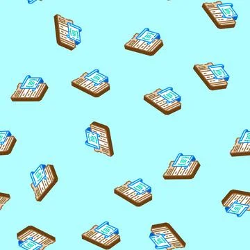 Database scripts isometric icon seamless pattern Stock Illustration