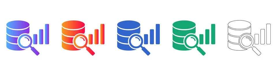 Database Search and Analytics Icon Set イラスト素材