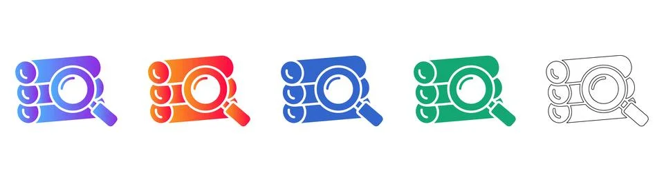 Database Search and Query Process Icons Stock Illustration