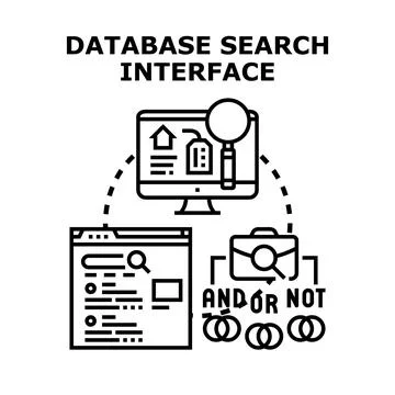 Database search interface creating structured data querying experience Stock Illustration
