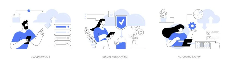Database security abstract concept vector illustrations. 스톡 일러스트