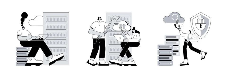 Database security abstract concept vector illustrations. Stock Illustration