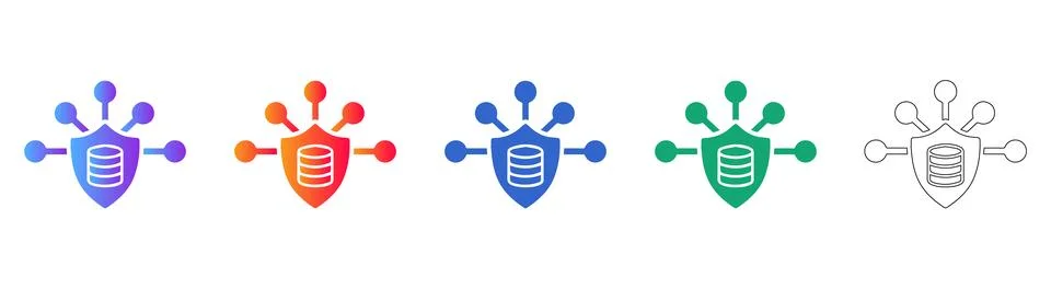 Database Security and Network Protection Icons Stock Illustration
