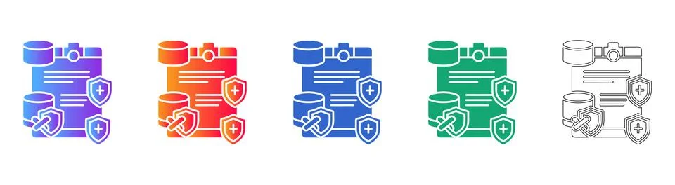 Database Security and Protection Document Icons Stock Illustration