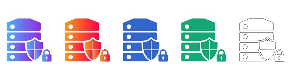 Database Security and Protection Icon Set Stock Illustration