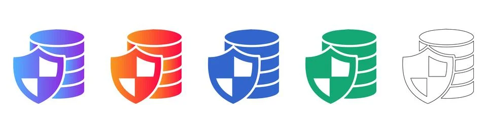 Database Security and Protection Icons 스톡 일러스트