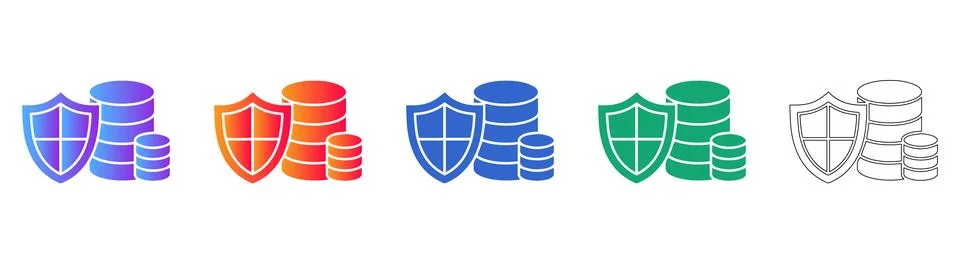 Database Security and Protection Icons イラスト素材