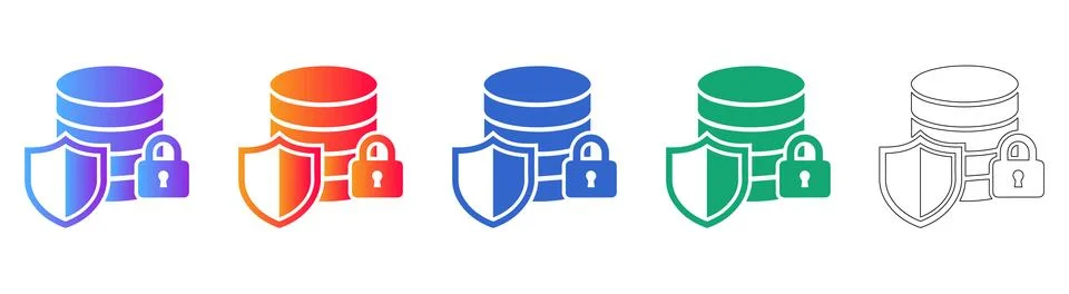 Database Security and Protection Icons Stock Illustration