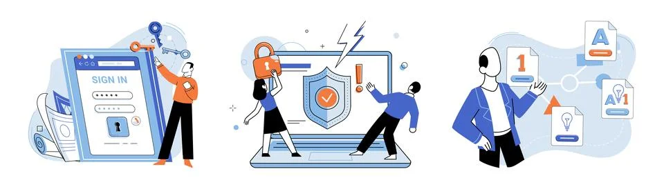 Database security. The archive serves as secure storage for important data Illustrazione stock