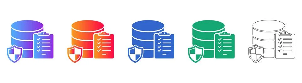 Database Security Audit Icon Set Stock Illustration