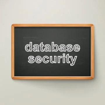 Database security on blackboard in wooden frame Stock Illustration