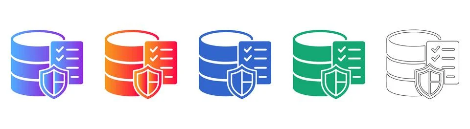 Database Security Checklist Icons Stock Illustration