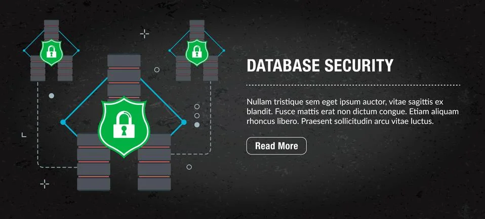 Database security concept banner for internet. Stock Illustration