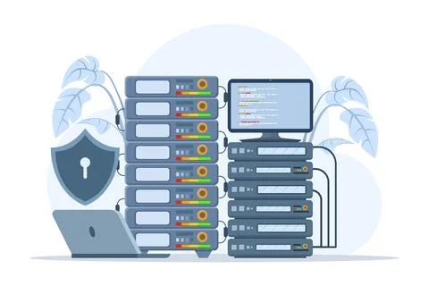 Database security concept, phishing, hacker attack. 스톡 일러스트