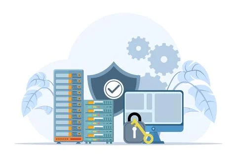 Database security concept, phishing, hacker attack. Stock Illustration