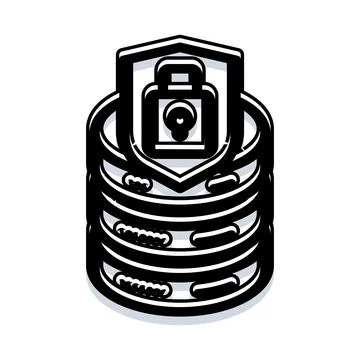 Database security concept with shield padlock icon Stock Illustration