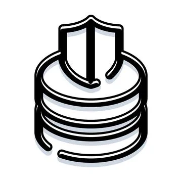 Database security concept with shield protecting server icon Stock Illustration