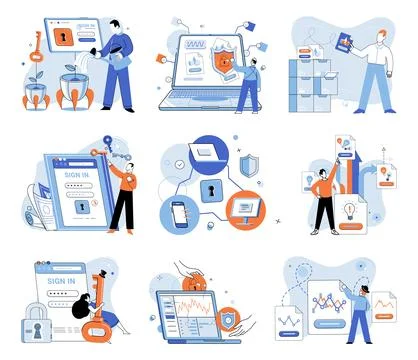 Database security. Cyberspace poses unique challenges for database security Stock Illustration