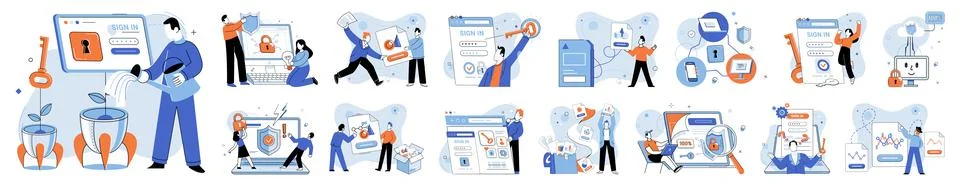 Database security. Data storage systems are designed to provide secure and 스톡 일러스트