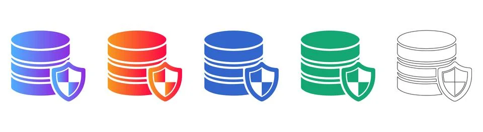 Database Security Icon Set Stock Illustration