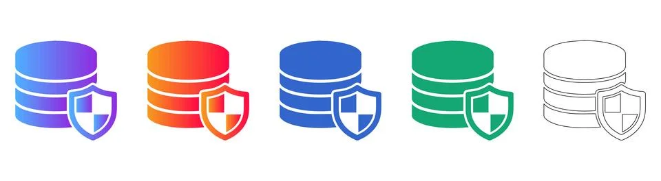 Database Security Icon Set Stock Illustration