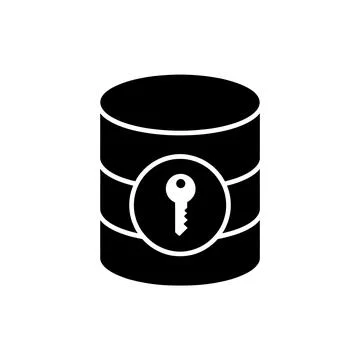Database Security Key Black Filled Style Icon Stock Illustration