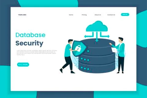 Database security landing page illustration template Stock Illustration