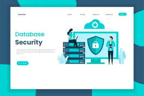 Database security landing page template Stock Illustration